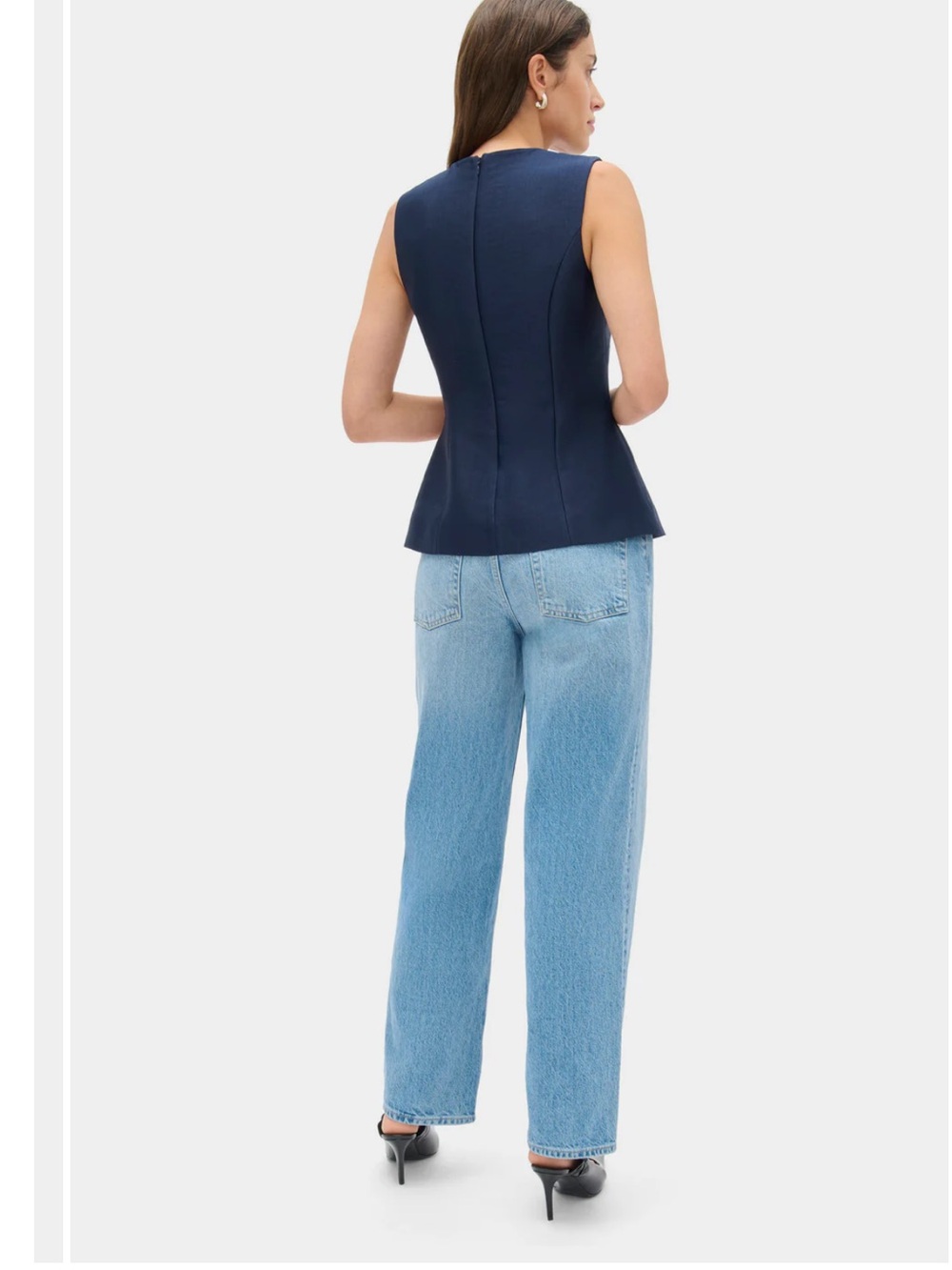 NWT ALIGNE ALMA SLEEVELESS SATIN TOP NAVY - Picture 5 of 5